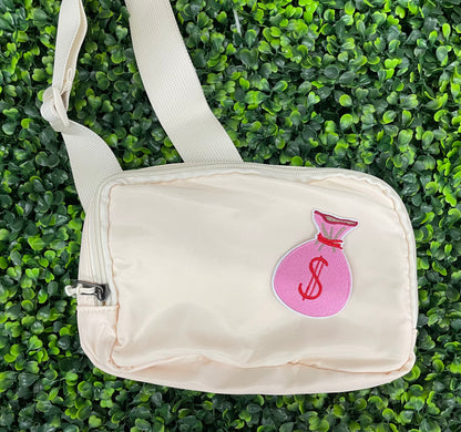 Pink $ Money Bag Embroidered Patch