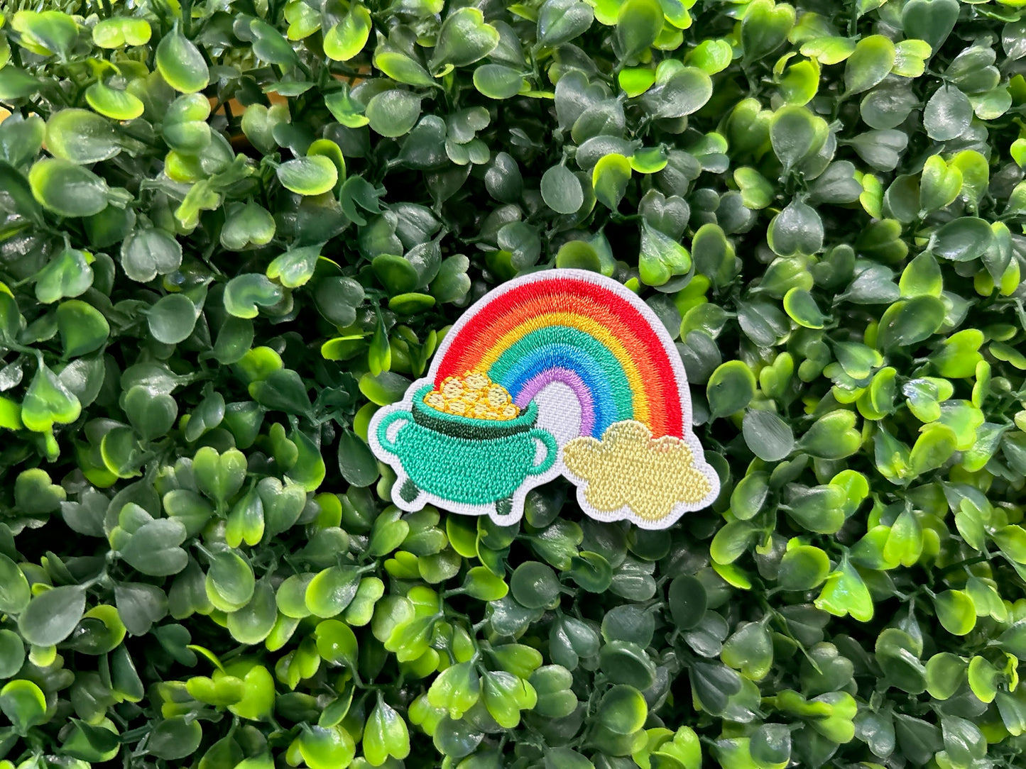 Rainbow and Pot of Gold Embroidered Patch