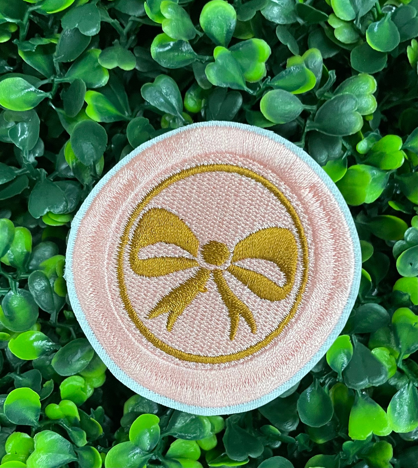 Gold Bow Circle Patch