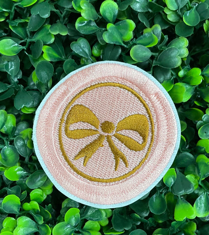 Gold Bow Circle Patch