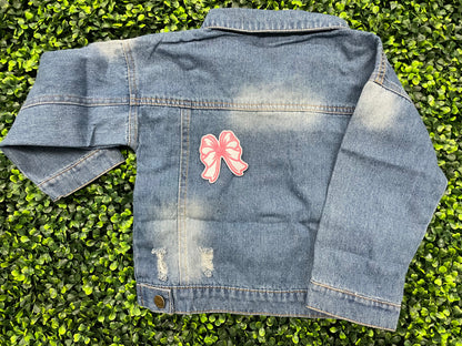 White & Pink Heart Bow Patch