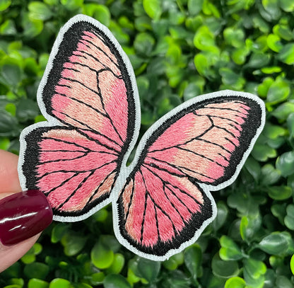 Pink Butterfly Embroidered Patch