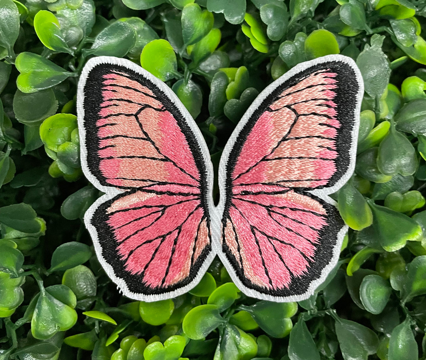 Pink Butterfly Embroidered Patch