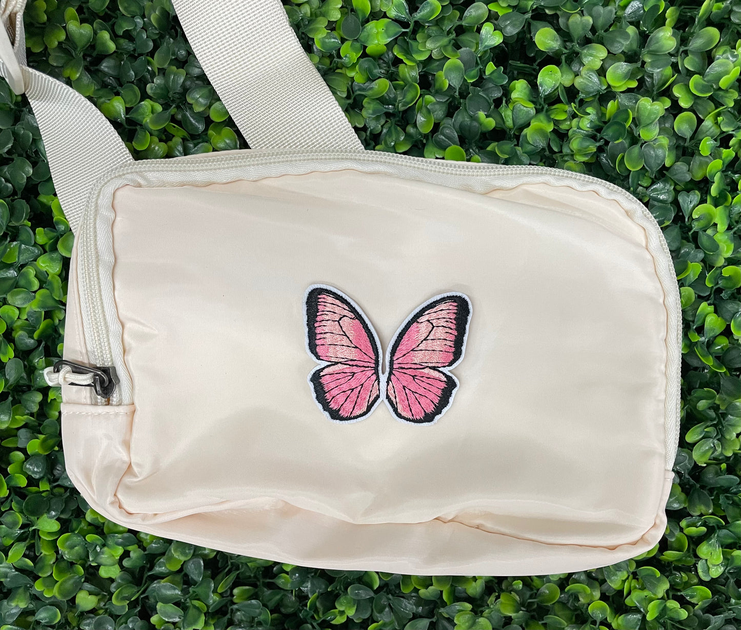 Pink Butterfly Embroidered Patch