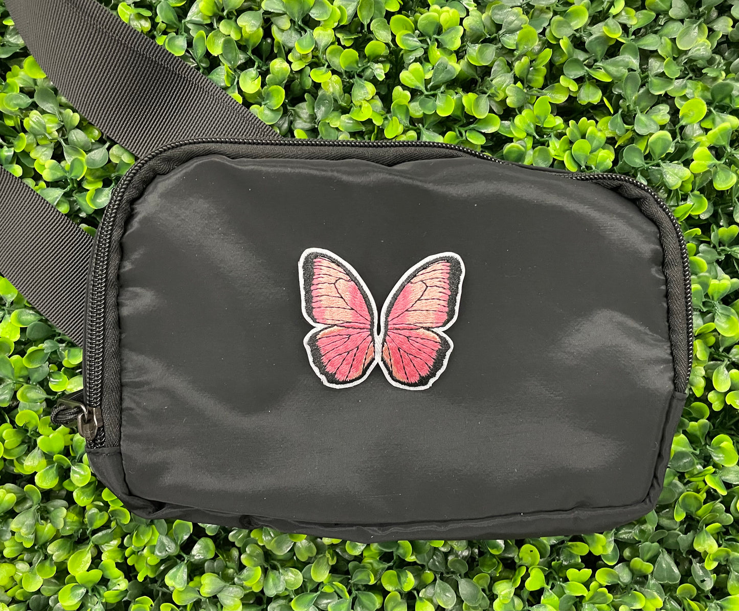 Pink Butterfly Embroidered Patch