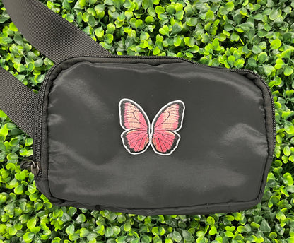 Pink Butterfly Embroidered Patch
