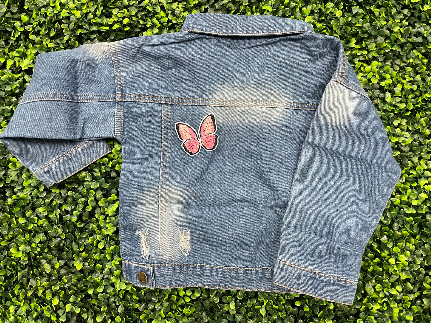Pink Butterfly Embroidered Patch