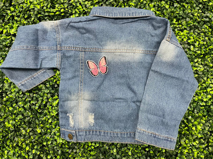 Pink Butterfly Embroidered Patch