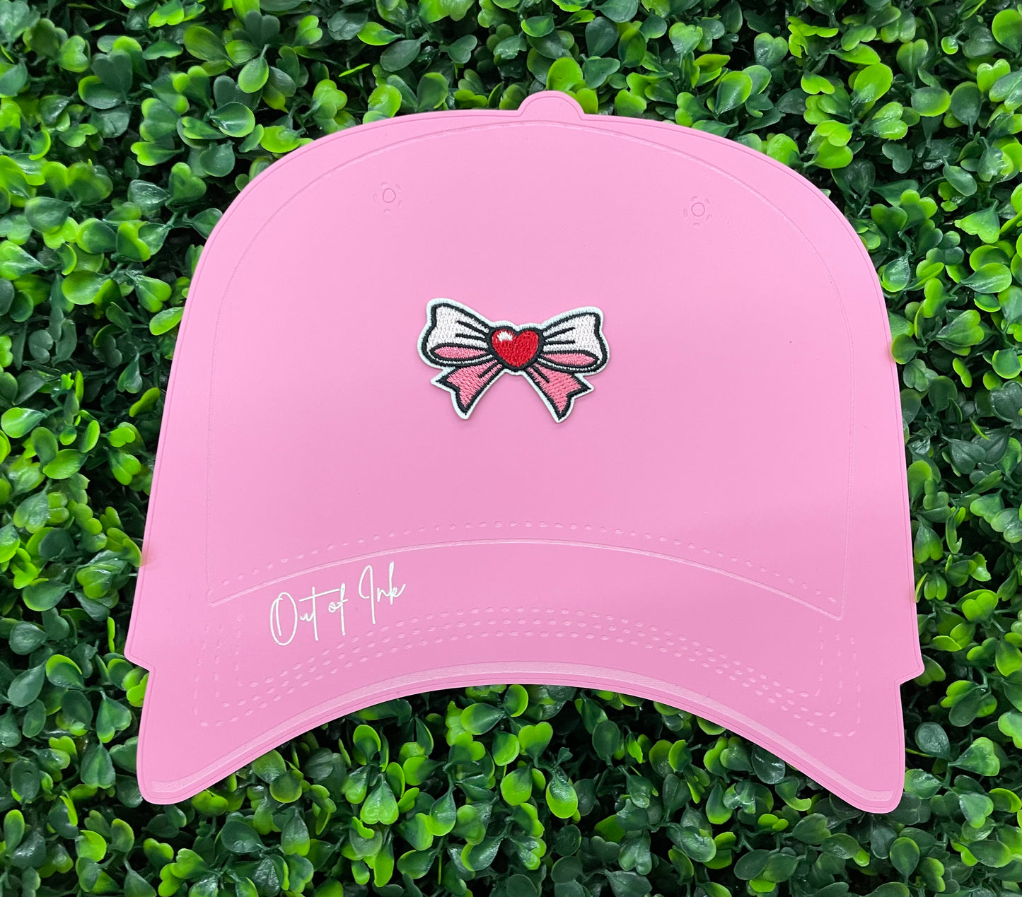 Pink Bow & Red Heart Embroidered Patch