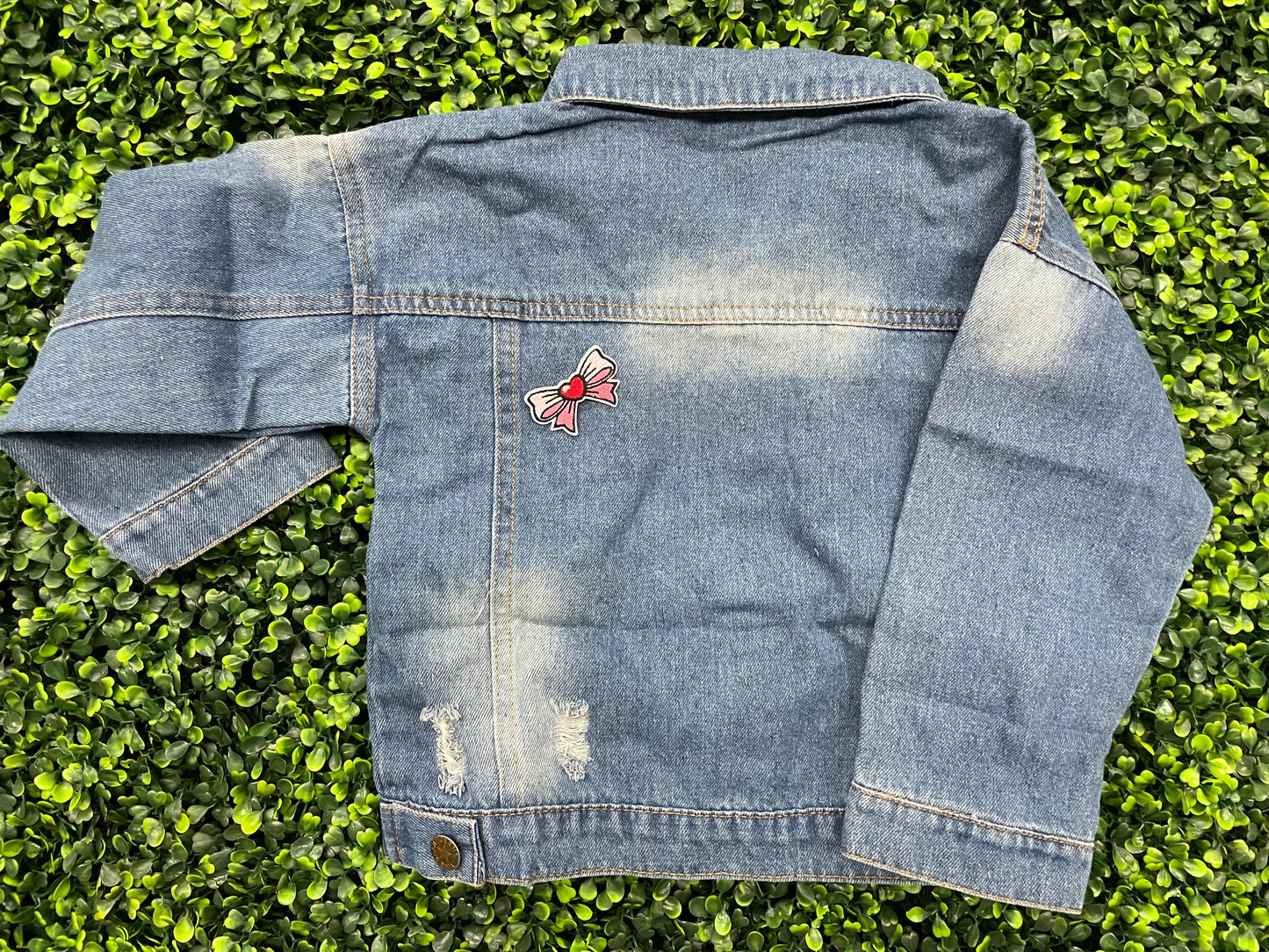 Pink Bow & Red Heart Embroidered Patch