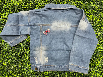 Pink Bow & Red Heart Embroidered Patch