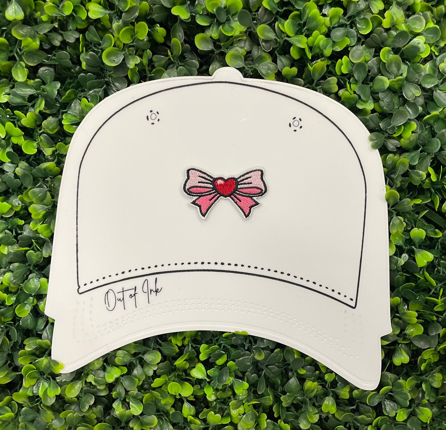 Pink Bow & Red Heart Embroidered Patch