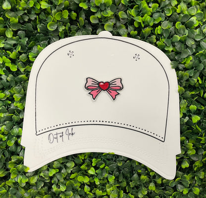 Pink Bow & Red Heart Embroidered Patch