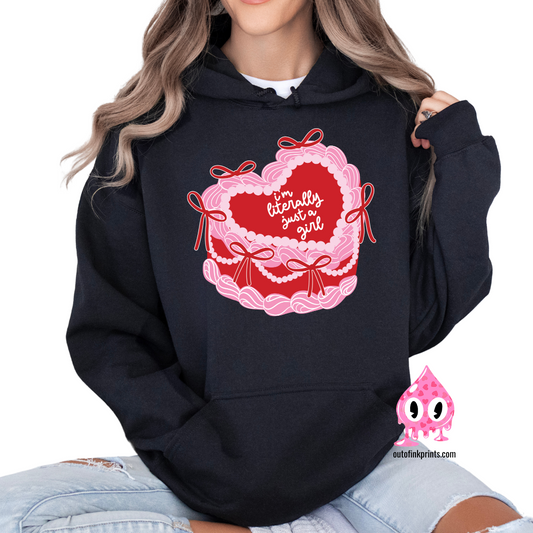I'm Literally Just a Girl Heart Cake Hoodie
