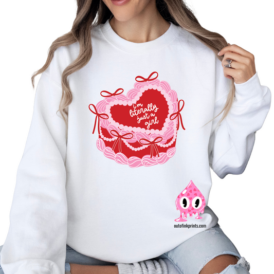 I'm Literally Just a Girl Heart Cake Sweatshirt