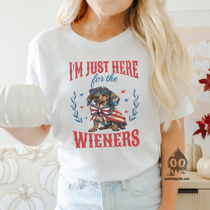 'I'm Just Here for the Wiener Dogs' Fourth of July T-Shirt