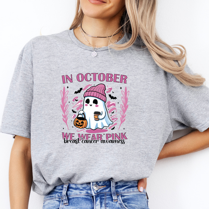 'In October We Wear Pink' Ghost Beanie T-Shirt