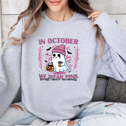 In October We Wear Pink Ghost Beanie Sweatshirt