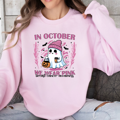 In October We Wear Pink Ghost Beanie Sweatshirt