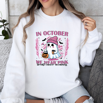 In October We Wear Pink Ghost Beanie Sweatshirt