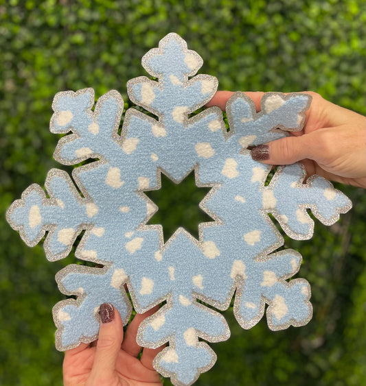 Blue Snowflake Glitter Chenille Patch