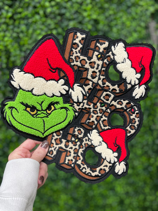 Leopard Grinchy HoHoHo Chenille Patch