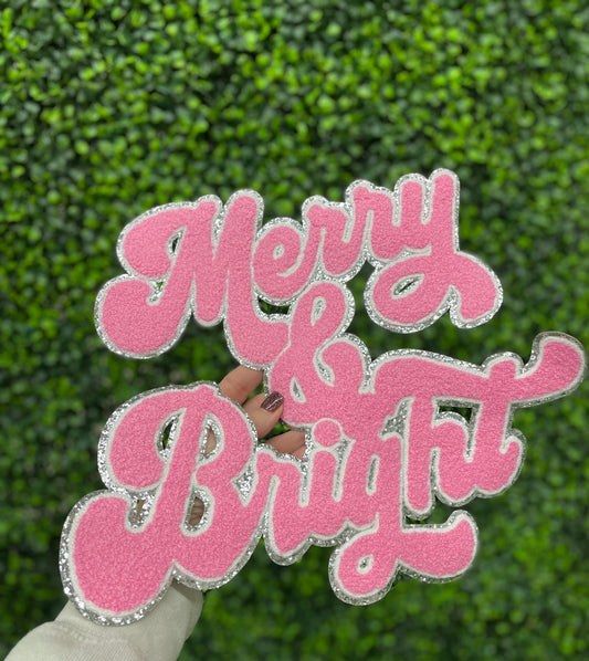 Pink Merry & Bright Patch Chenille Patch