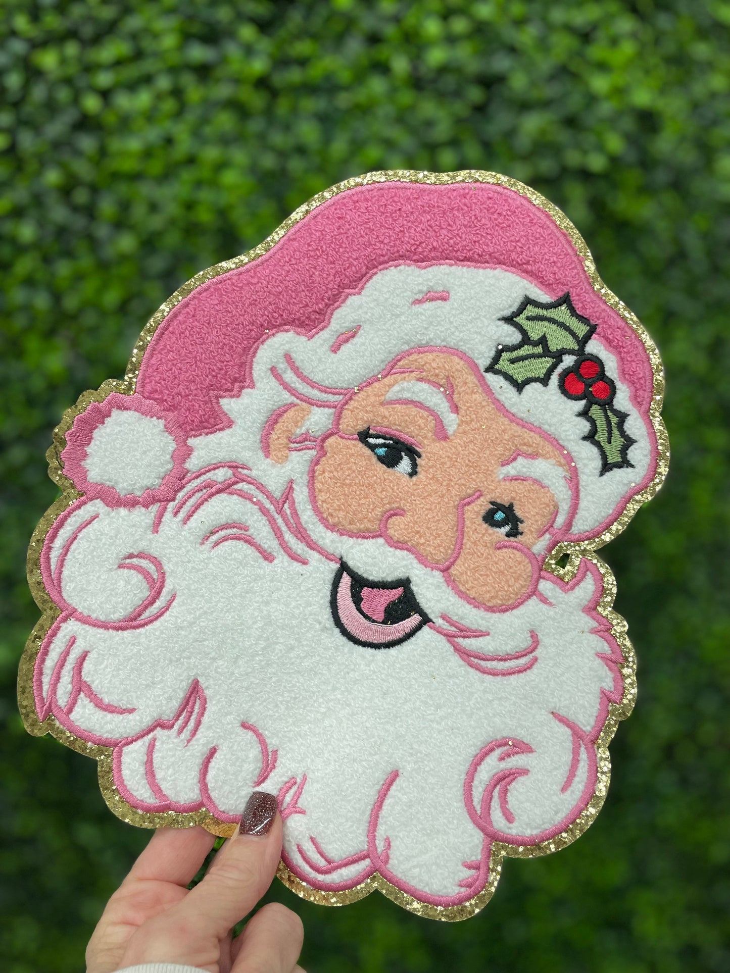 Pink Santa Chenille Patch