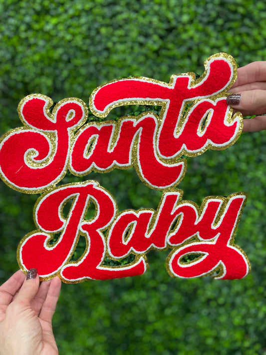 Red Santa Baby Glitter Chenille Patch