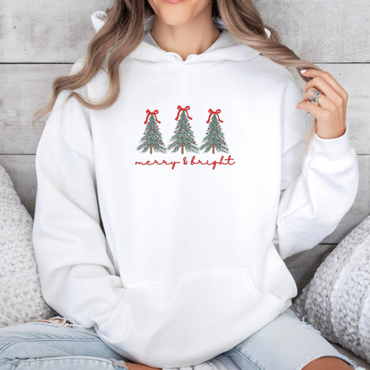 Merry & Bright Trees with Bows Embroidery