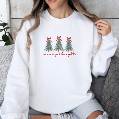 Merry & Bright Trees with Bows Embroidery