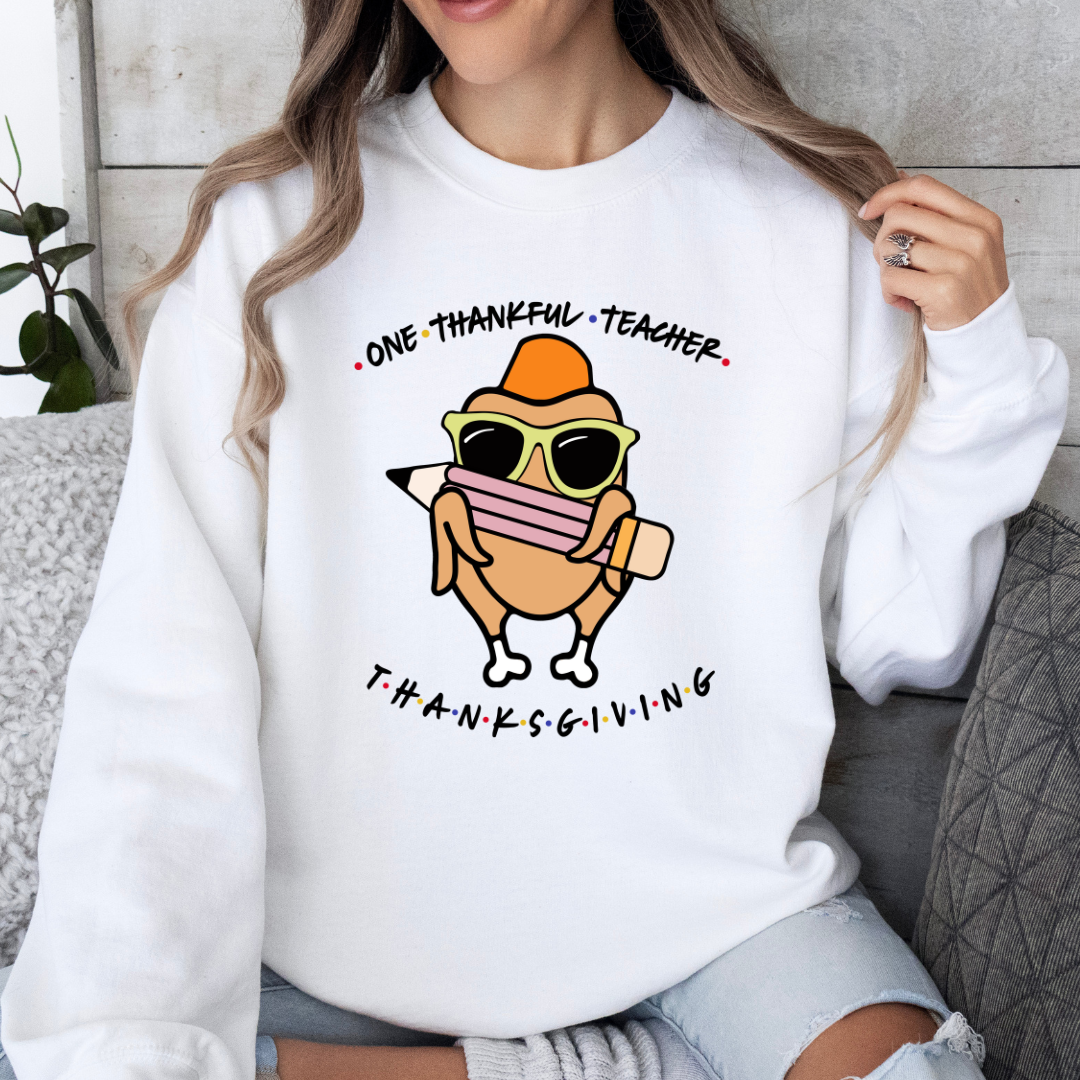 One Thankful Teacher Thanksgiving Turkey Sweatshirt