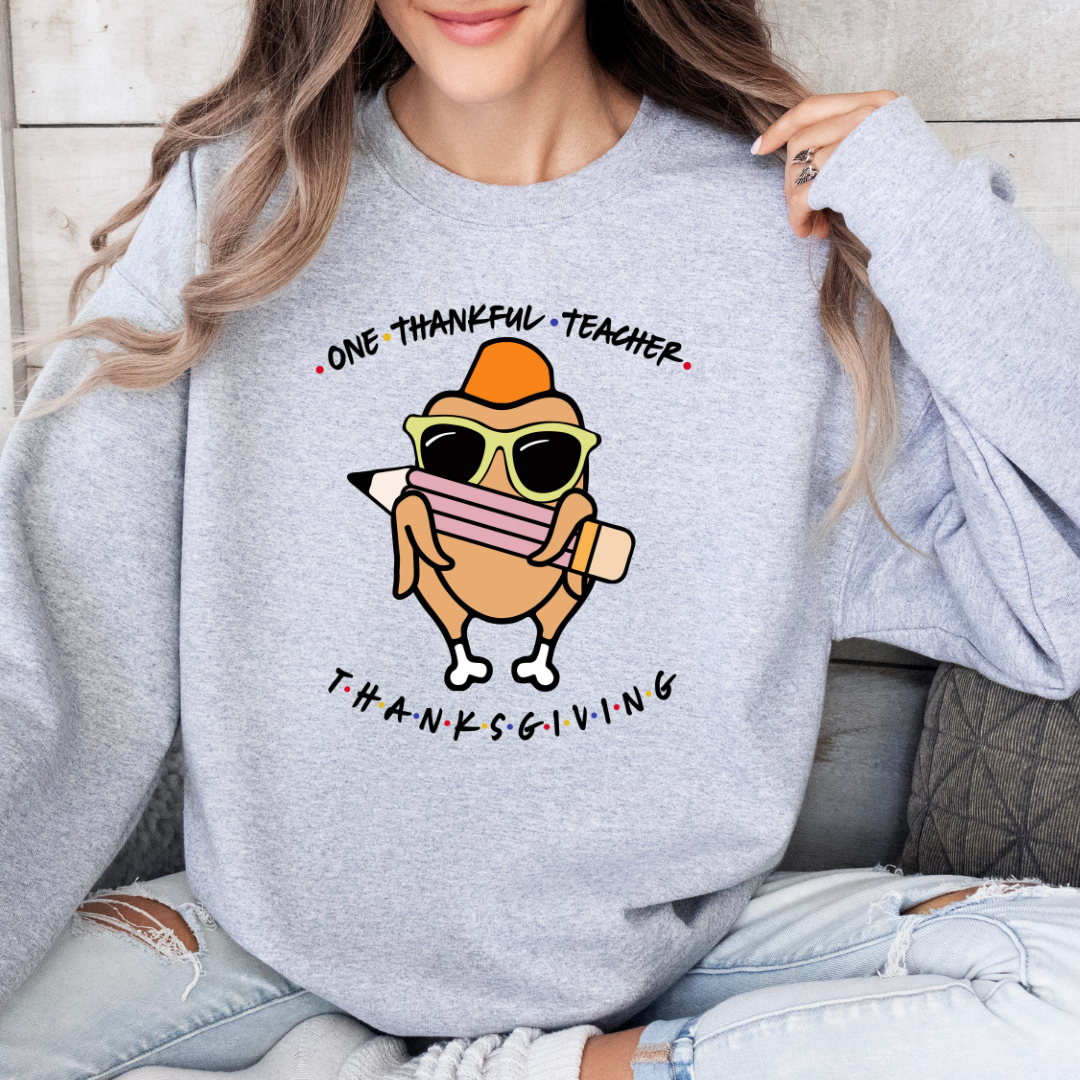 One Thankful Teacher Thanksgiving Turkey Sweatshirt