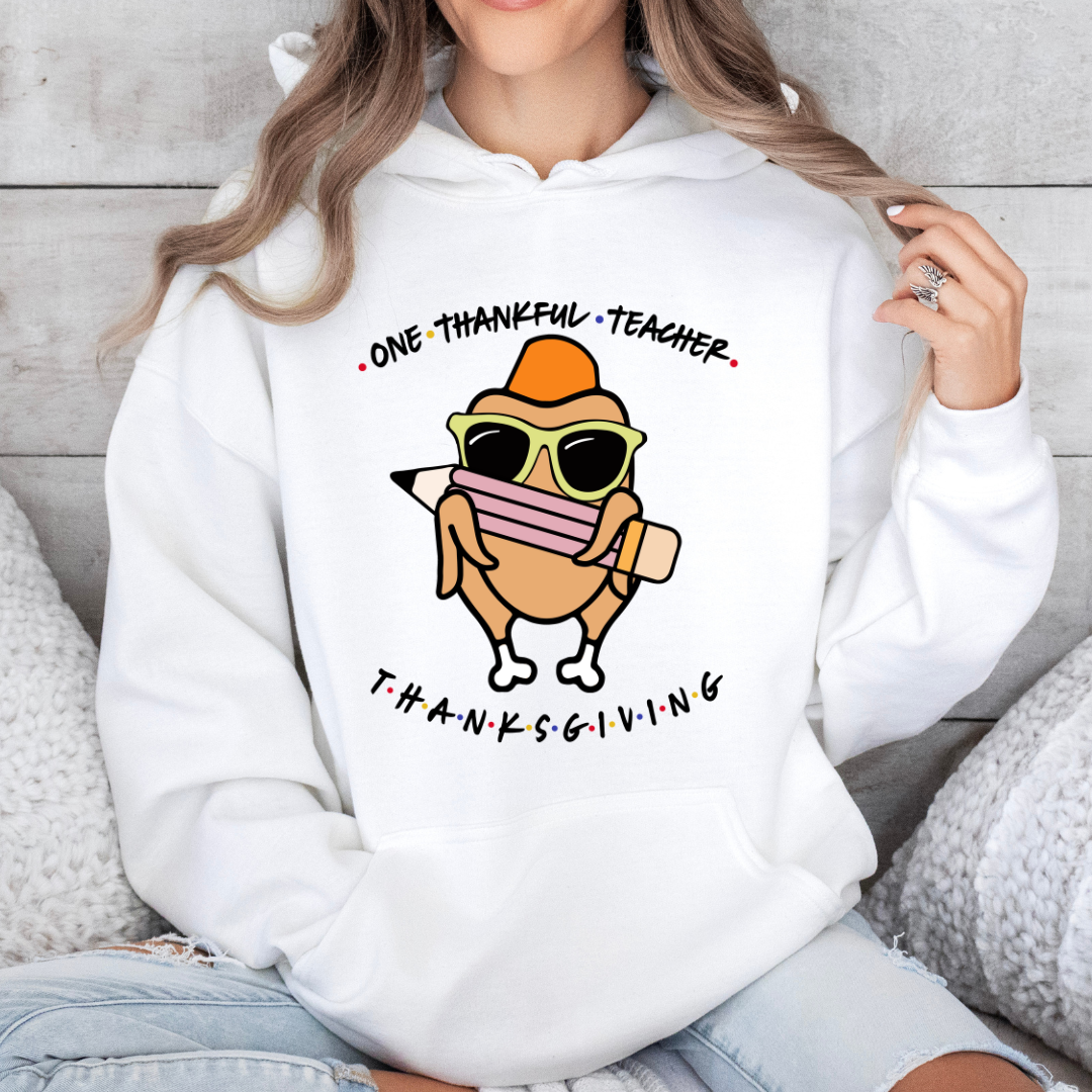 'One Thankful Teacher' Thanksgiving Turkey Hoodie