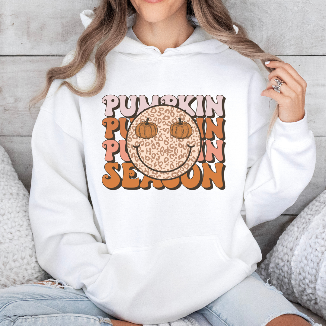 'Pumpkin Season' Leopard Smiley Face Hoodie