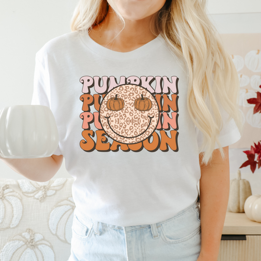 'Pumpkin Season' Leopard Smiley Face T-Shirt