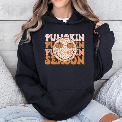 'Pumpkin Season' Leopard Smiley Face Hoodie