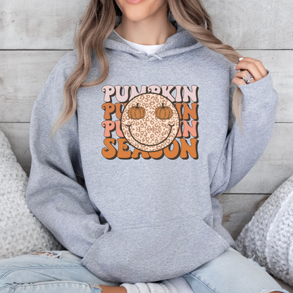 'Pumpkin Season' Leopard Smiley Face Hoodie