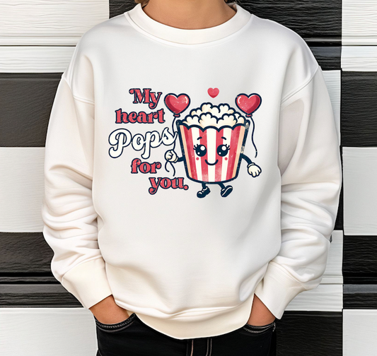 My Heart Pops for You Kids Valentine's Day Sweatshirt