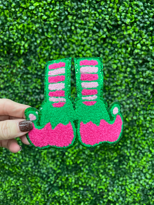 Pink Elf Feet Chenille Patch