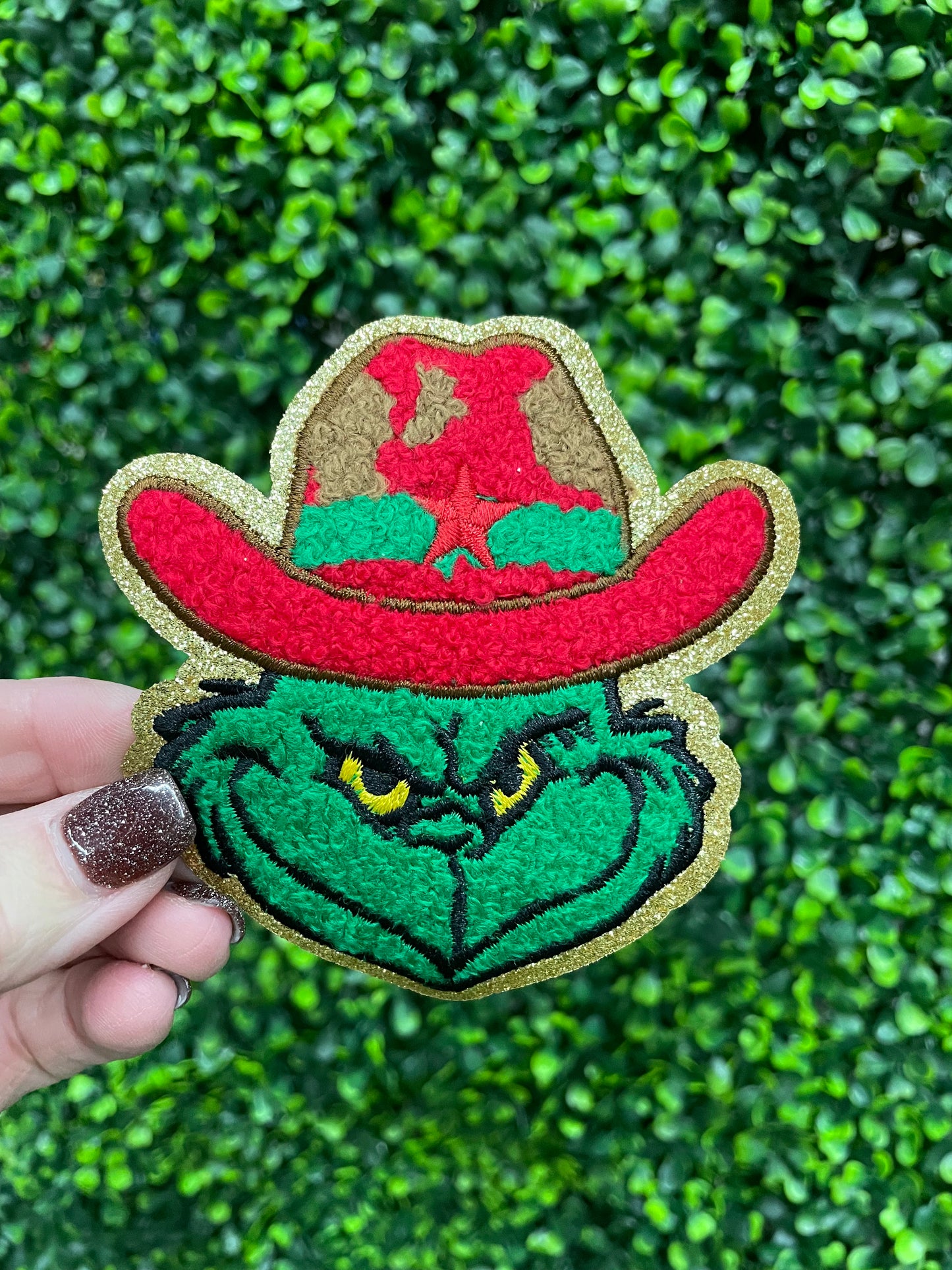 Red Grinchy Cowboy Patch