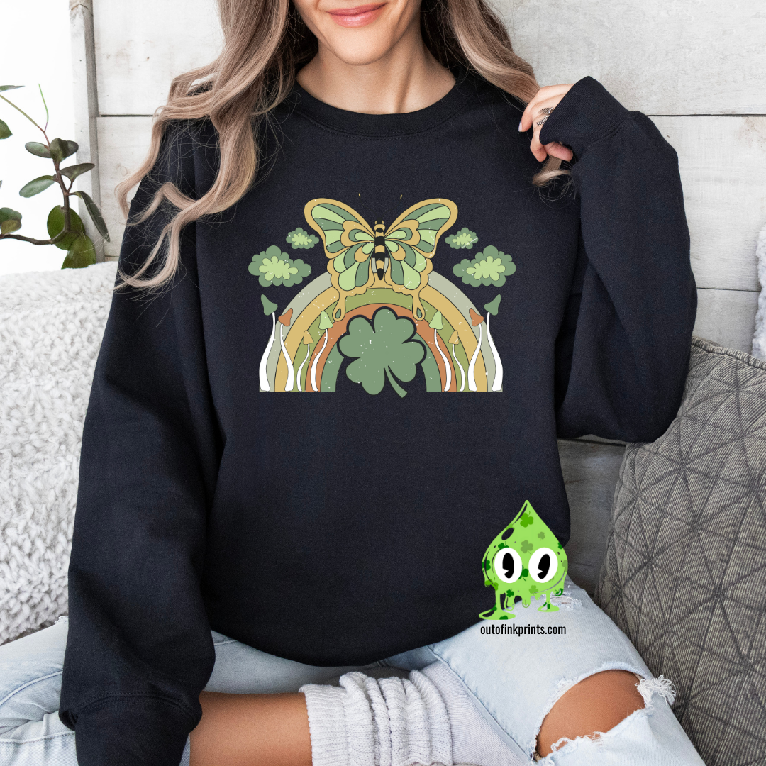 St. Patrick's Butterfly & Rainbow Sweatshirt