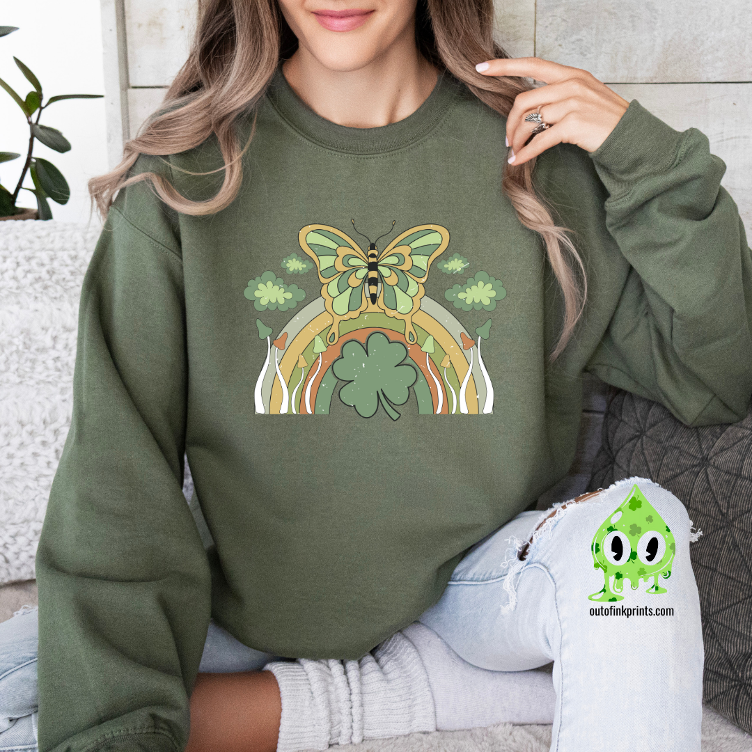 St. Patrick's Butterfly & Rainbow Sweatshirt