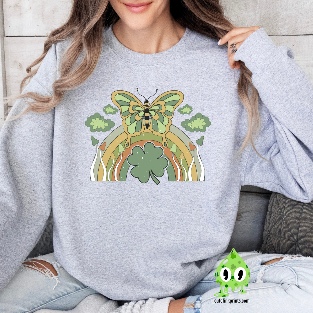 St. Patrick's Butterfly & Rainbow Sweatshirt