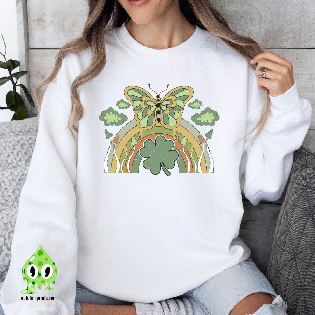 St. Patrick's Butterfly & Rainbow Sweatshirt