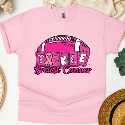 'Tackle Cancer' Football Ribbon T-Shirt