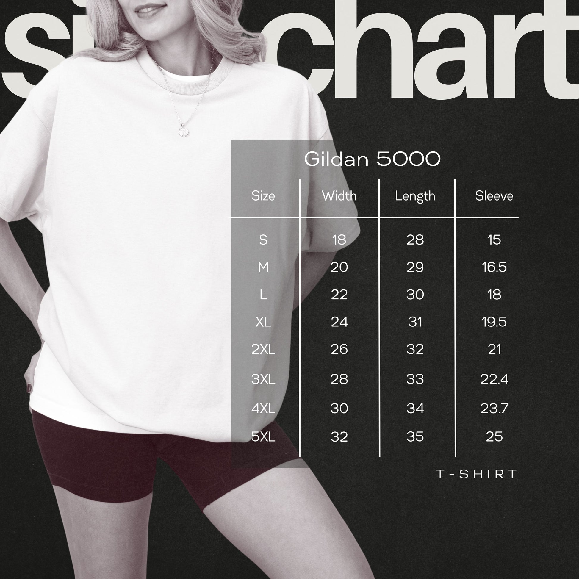 Size Chart for T-Shirt