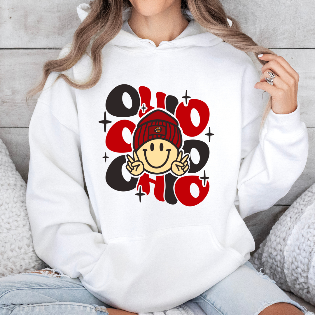 Ohio Groovy Smiley Beanie Hoodie